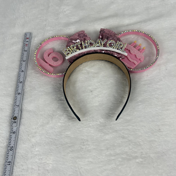 Custom Made Sweet Sixteen Birthday Girl Mouse Ears 16 Cake Headband Pink - Picture 3 of 10